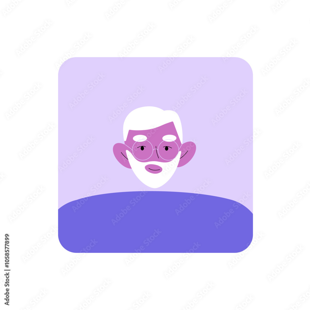 Elderly Man Avatar With White Beard In Flat Vector Illustration Symbolizing Wisdom, Experience, And Age, Isolated On White Background Elderly Man Avatar With White Beard In Flat Vector Illustration Symbolizing Wisdom, Experience, And Age, Isolated On White Background
