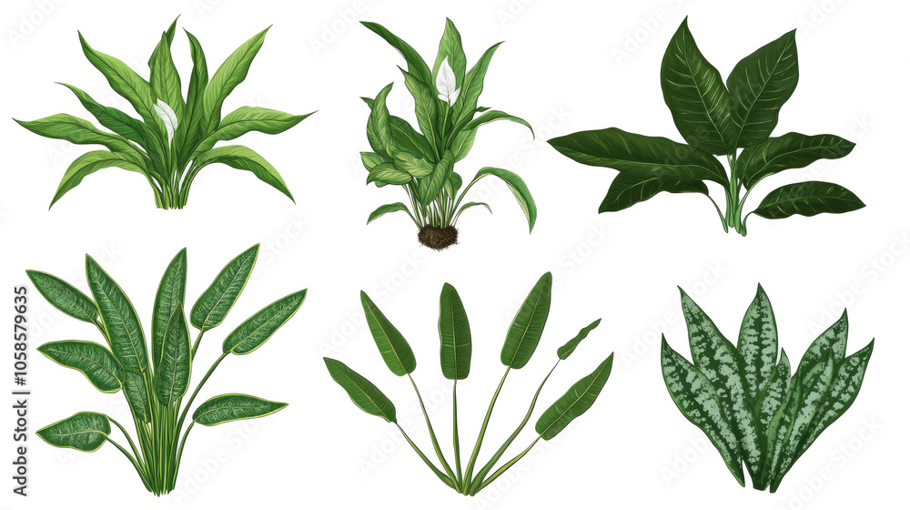 Collection of Decorative Houseplants Set on a Transparent Background Generative AI Collection of Decorative Houseplants Set on a Transparent Background Generative AI