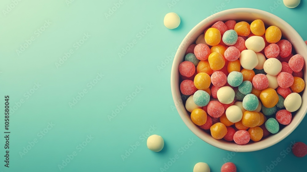 Aesthetic candy arranged beautifully, perfect for those seeking a cute and vibrant addition to their projects, including ample copy space for creative use. Aesthetic candy arranged beautifully, perfect for those seeking a cute and vibrant addition to their projects, including ample copy space for creative use.