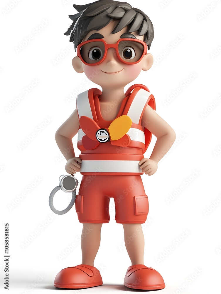 Vibrant and Lively Cartoon Style of a Young Energetic Boy Wearing Sporty Activewear and Engaging in Athletic Movement and Activity