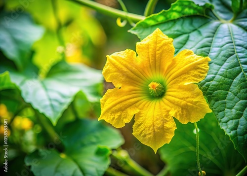 Luffa Aegyptiaca Flower Macro Photography - Yellow Sponge Gourd Bloom photo