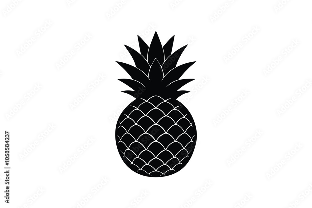 Pineapple Silhouette Vector: Minimalist Black and White Tropical Fruit Icon for Bold, Rustic, and Trendy Design Pineapple Silhouette Vector: Minimalist Black and White Tropical Fruit Icon for Bold, Rustic, and Trendy Design