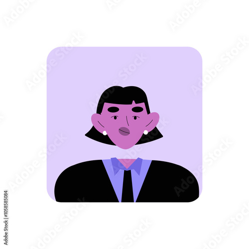 Avatar Of Female Character In Professional Attire In Flat Vector Illustration Symbolizing Formality And Career, Isolated On White Background