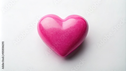 Pink heart isolated on white square background in macro shot