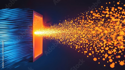 Data streams. Data streams being filtered through a firewall.