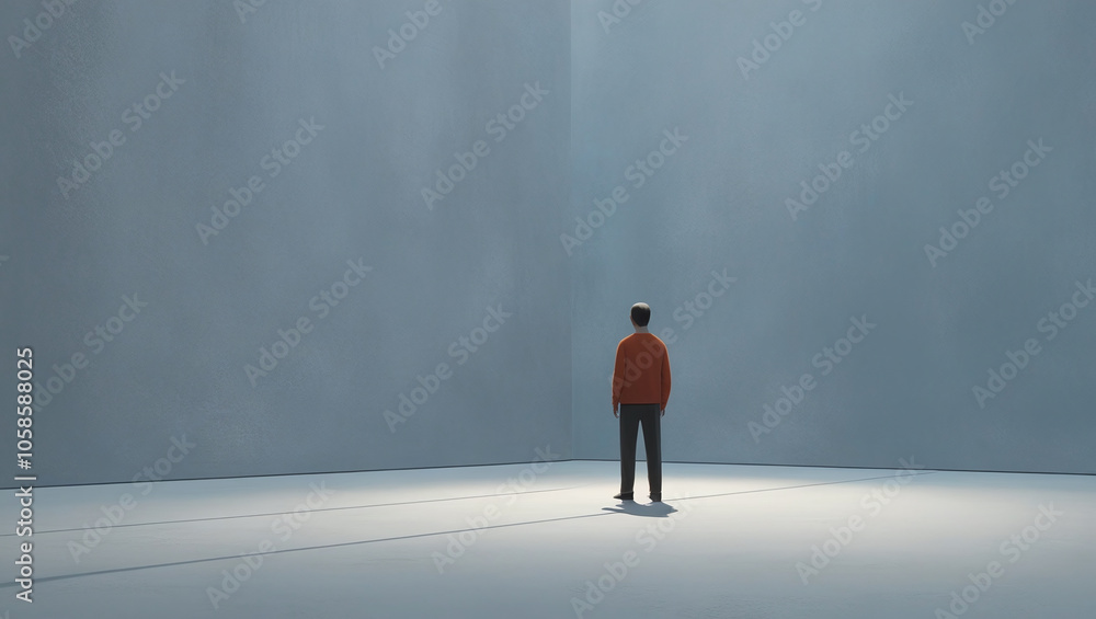 Solitary Figure Person in Empty Space, Isolation, Solitude and Introspection, Feeling Lonely, Small and Alone, Depression and Loss Solitary Figure Person in Empty Space, Isolation, Solitude and Introspection, Feeling Lonely, Small and Alone, Depression and Loss