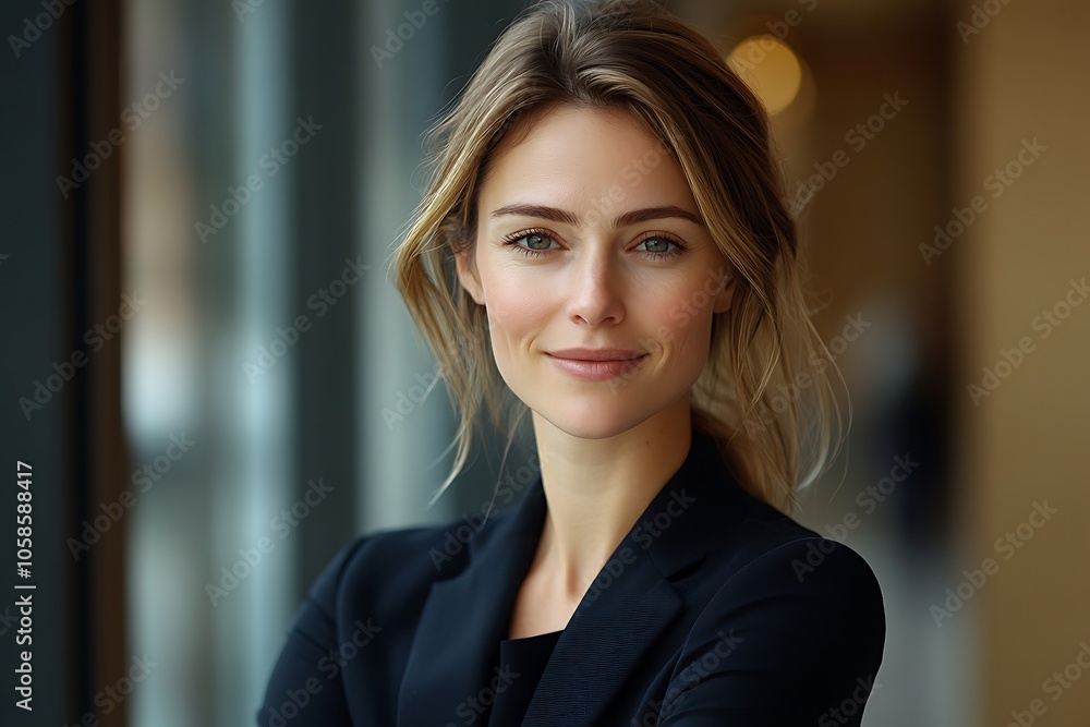Confident Blonde Businesswoman in Window Light Confident Blonde Businesswoman in Window Light