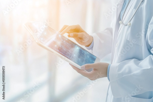 Doctor Using Electronic Medical Record on Tablet