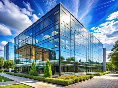 Modern Glass Auto Dealership Building - Stunning Landscape Photography