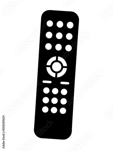 TV remote control silhouette vector black on white background