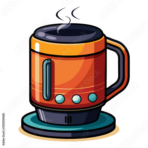 Smart mug warmer silhouette vector black on white background