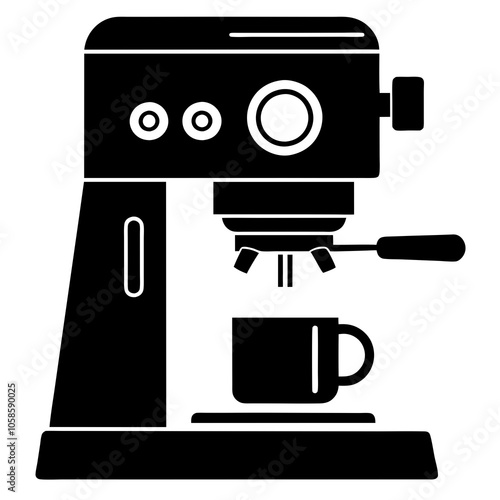 Espresso machine silhouette vector black on white background