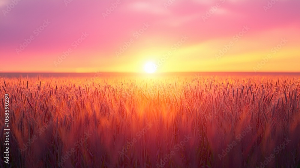 Sunset over Grassy Field Sunset over Grassy Field