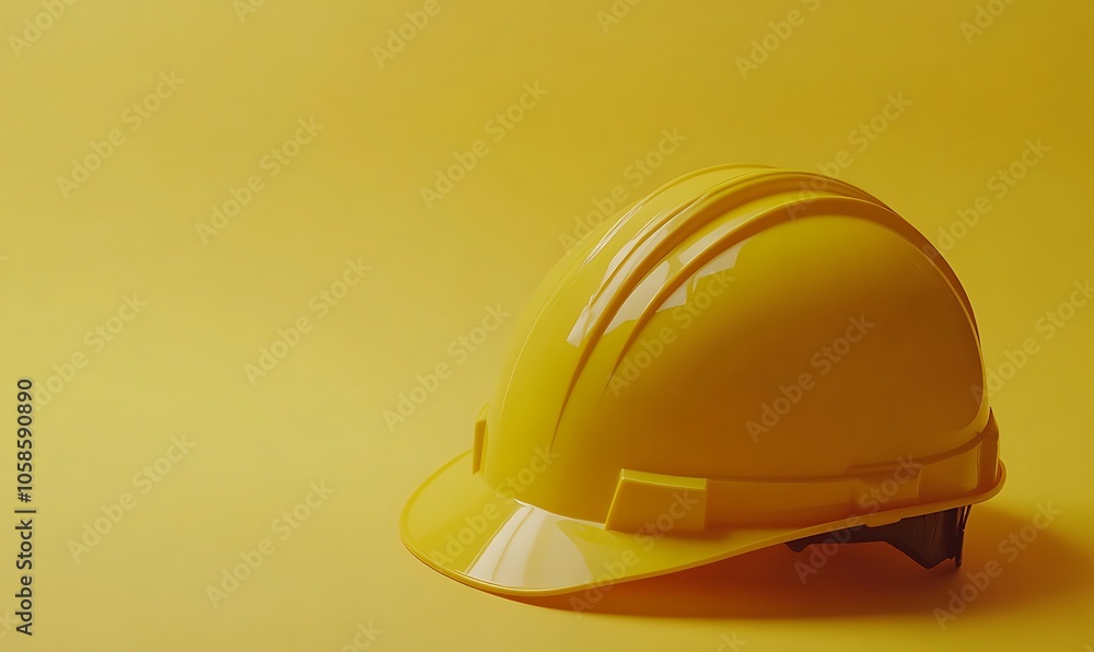 A yellow hard hat on a simple yellow background, symbolizing safety in construction. A yellow hard hat on a simple yellow background, symbolizing safety in construction.