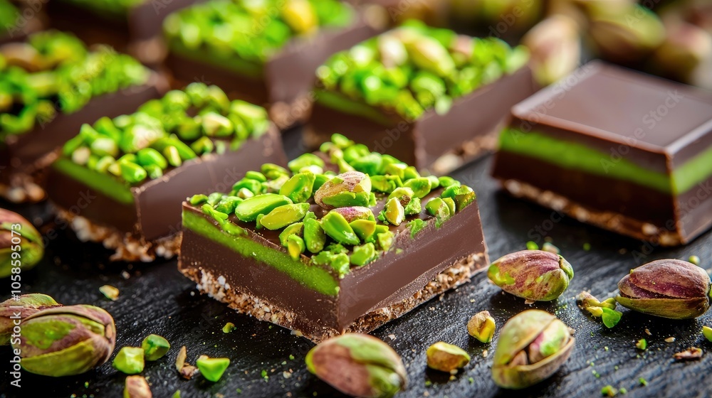 Decadent Chocolate Bar with Green Kadayif Topping