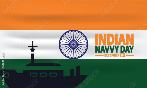 December is Indian navy day. holiday concept, suitable for placard, background, Greeting Card, Poster design template with text inscription, standard Social Media Post.