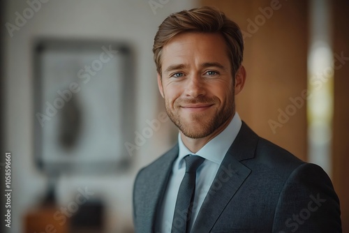 Confident Businessman Headshot Smiling Executive in Suit and Tie