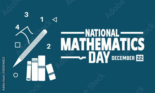 December is  National Mathematics Day. holiday concept, suitable for placard, background, Greeting Card, Poster design template with text inscription, standard Social Media Post.
