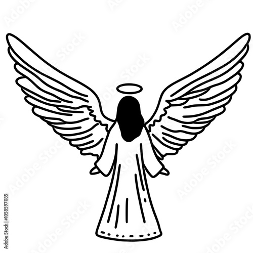An angel Hand drawn Christmas Winter christianity religion graphic vector illustration isolated on white background color editable 