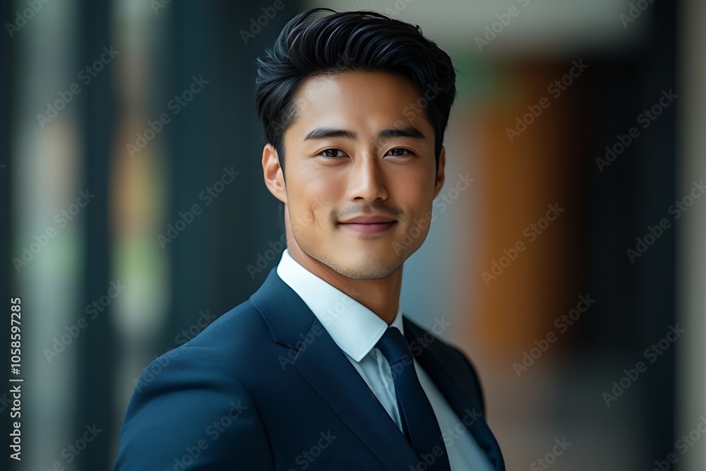 Confident Businessman Headshot in Office Setting Confident Businessman Headshot in Office Setting