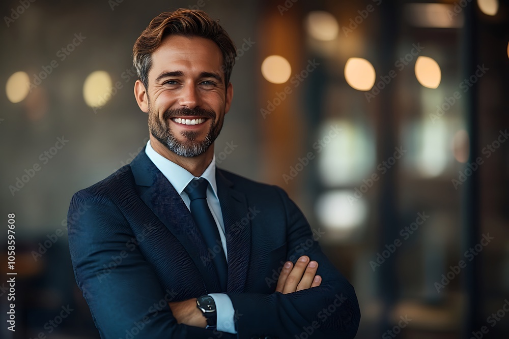 Confident Businessman Headshot with Arms Crossed and Wristwatch Confident Businessman Headshot with Arms Crossed and Wristwatch
