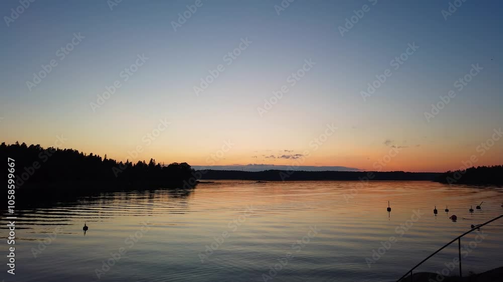 Timelapse Of Scenic Sunset In Stockholm Archipelago In Summer In Sweden Timelapse Of Scenic Sunset In Stockholm Archipelago In Summer In Sweden