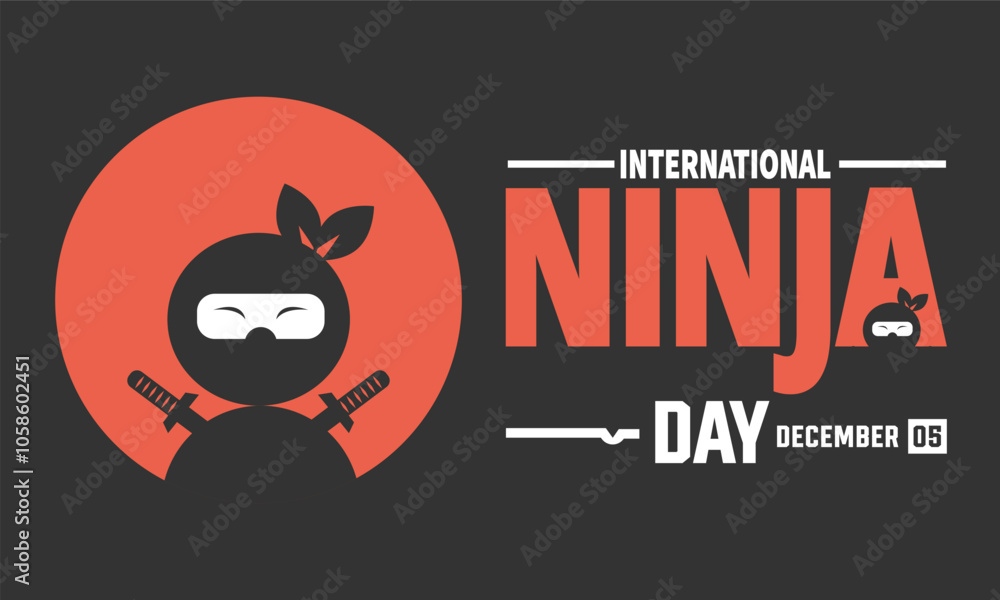 5 December International Ninja Day. holiday concept, suitable for placard, background, Greeting Card, Poster design template with text inscription, standard Social Media Post. 5 December International Ninja Day. holiday concept, suitable for placard, background, Greeting Card, Poster design template with text inscription, standard Social Media Post.