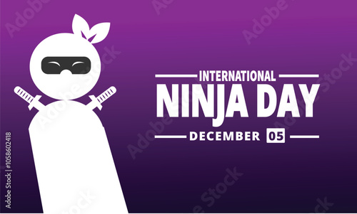 5 December International Ninja Day. holiday concept, suitable for placard, background, Greeting Card, Poster design template with text inscription, standard Social Media Post.