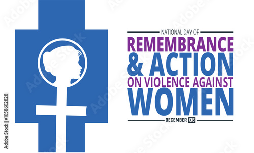 December is National Day of Remembrance and Action on Violence Against Women. holiday concept, suitable for placard, background, Greeting Card, Poster design template with text inscription, standard S