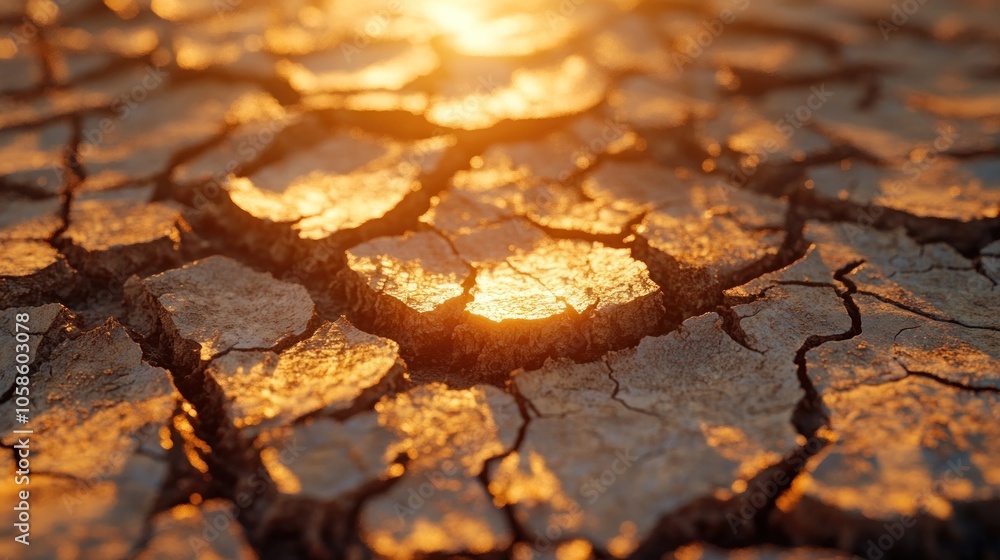 Dry Cracked Earth at Sunset Dry Cracked Earth at Sunset