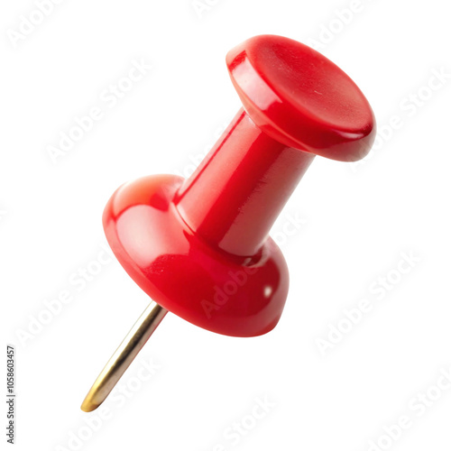 Red Pushpin Isolated on White Background