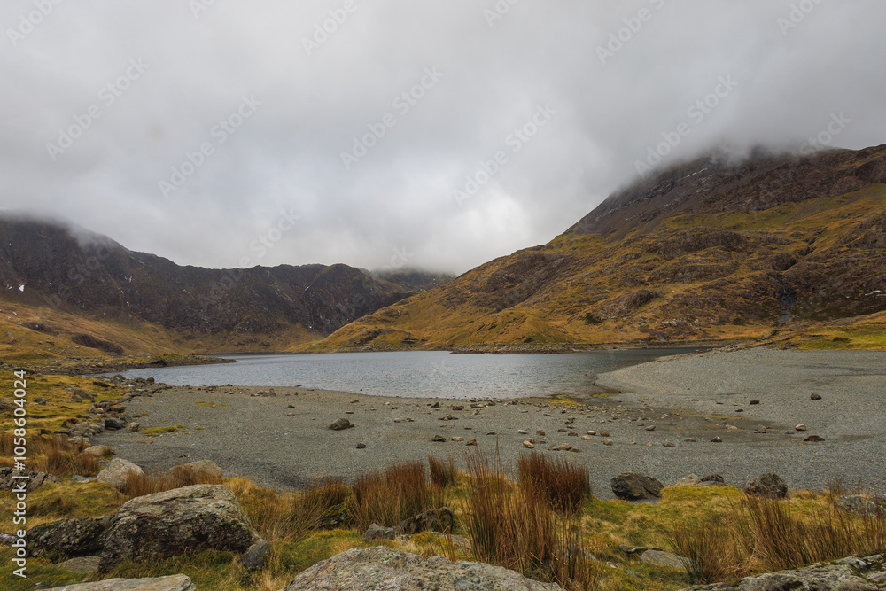 misty view over Snowdonia from the miners track, Snowdon misty view over Snowdonia from the miners track, Snowdon