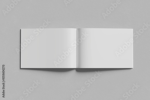 Blank landscape, brochure magazine isolated on Grey  background