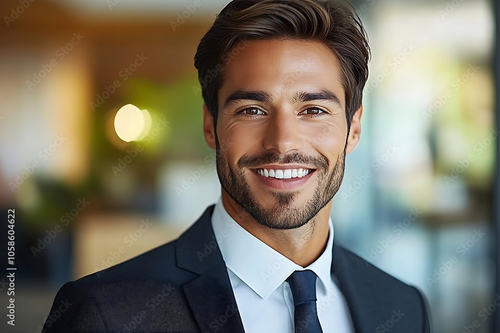 Confident Businessman in Blue Suit Headshot - Optimistic and Driven Confident Businessman in Blue Suit Headshot - Optimistic and Driven