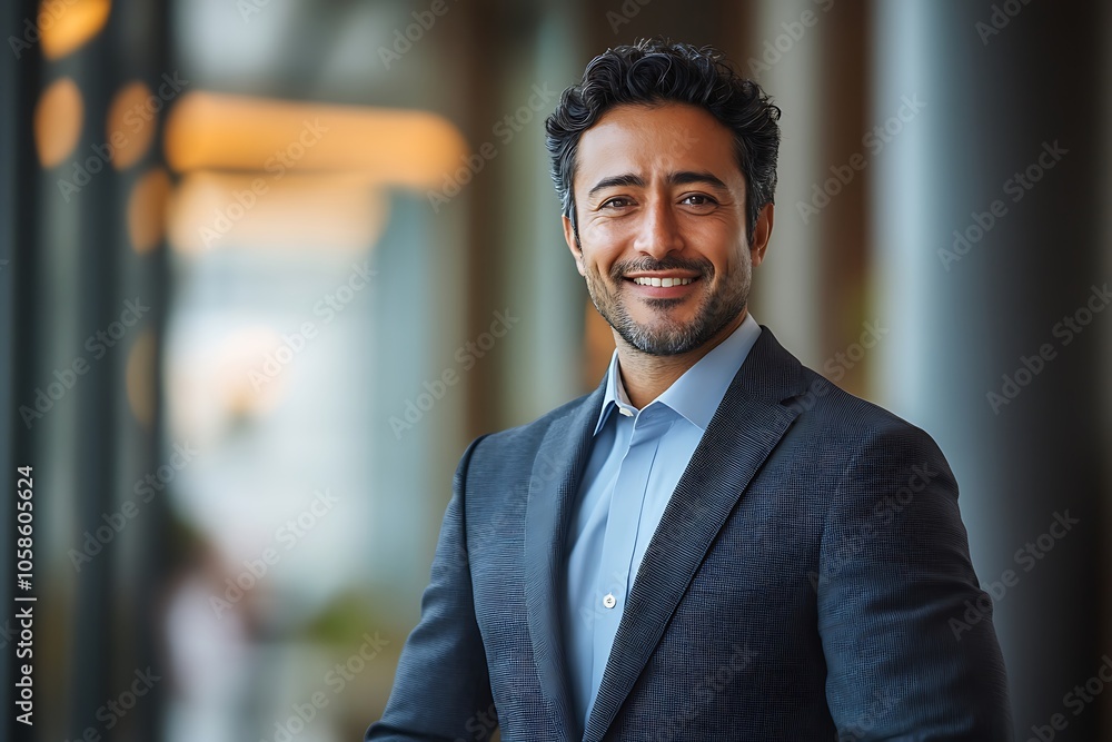 Confident Businessman in Blue Suit Smiling - Professional Portrait Confident Businessman in Blue Suit Smiling - Professional Portrait
