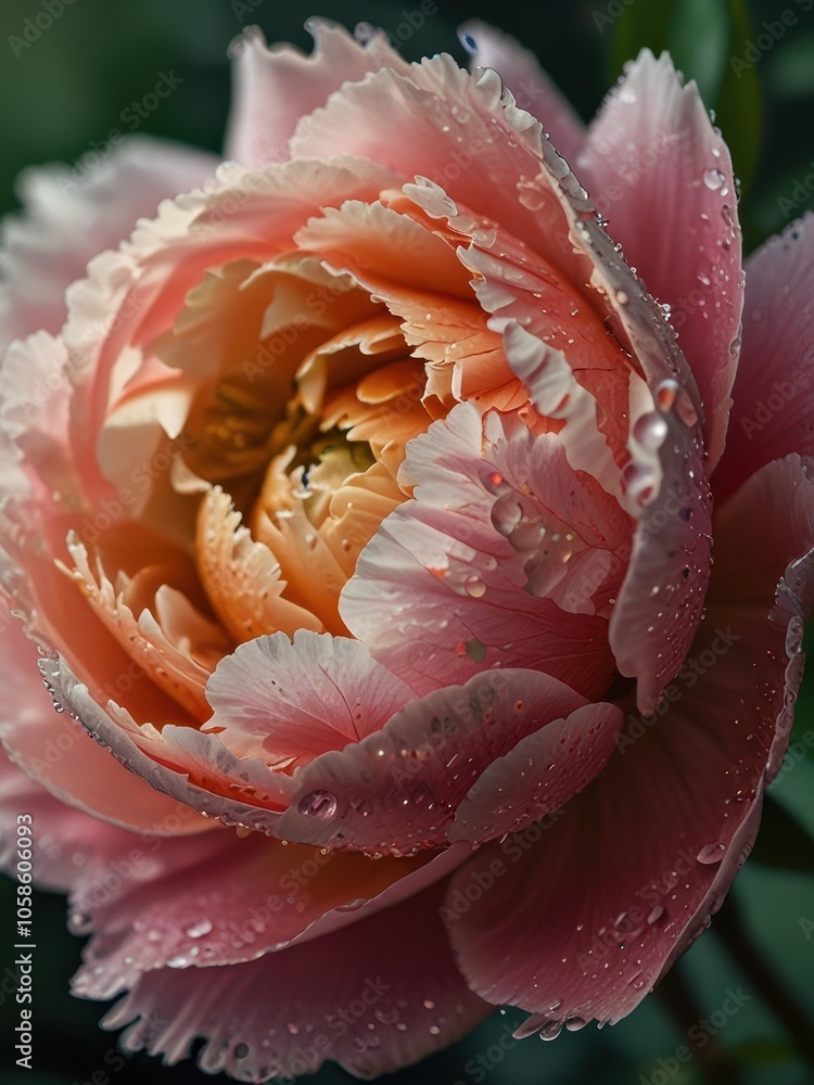Pink Peony Blossom with Dew Drops Pink Peony Blossom with Dew Drops
