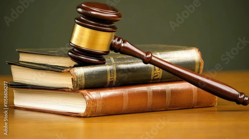 Wallpaper Mural Gavel and Law Books on Wooden Table Torontodigital.ca