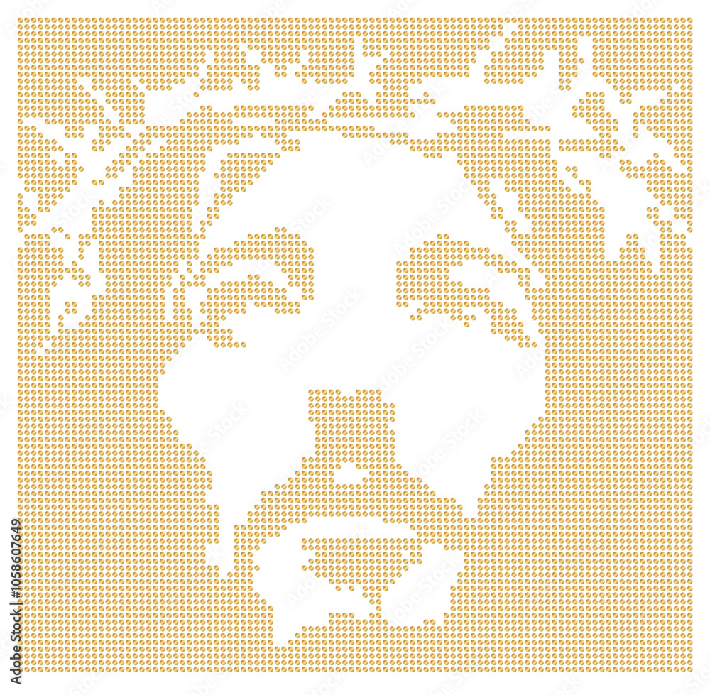 Fototapeta premium Golden color, portrait of Jesus' face, dot art, vector