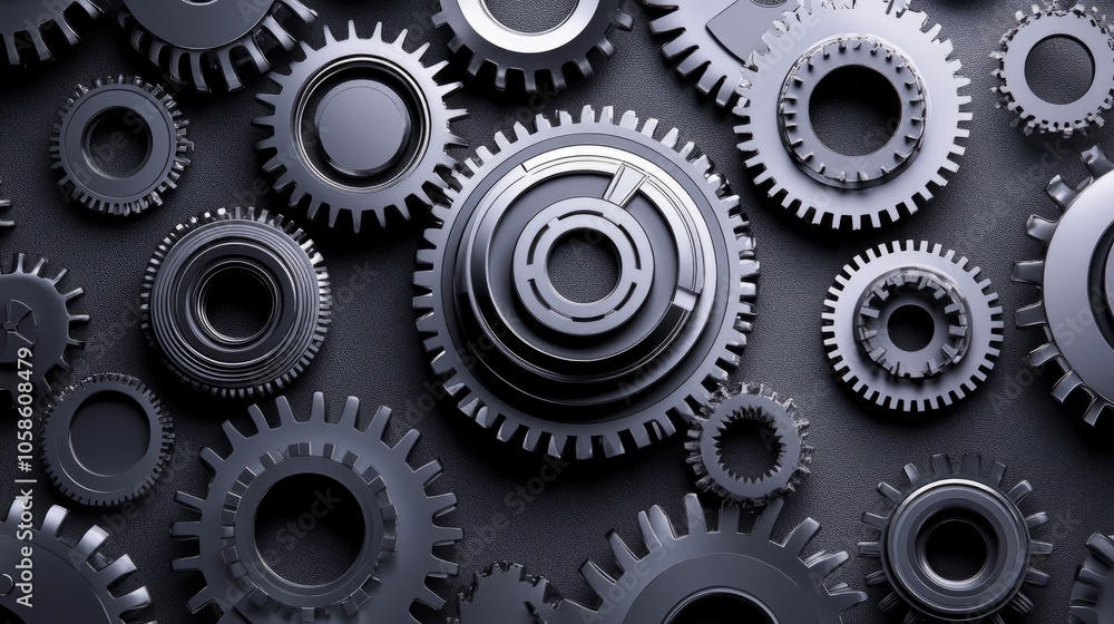 Interlocking Gears on a Dark Surface - Mechanical Design Concept Interlocking Gears on a Dark Surface - Mechanical Design Concept