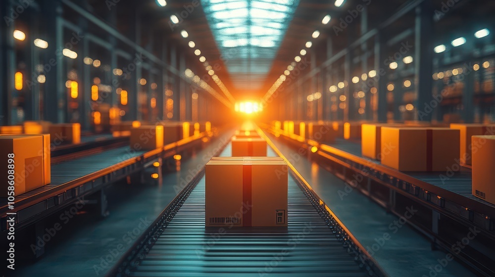 busy warehouse scene showcasing efficient operations, with packages moving swiftly along a conveyor belt, highlighting the essence of logistics and teamwork in a bustling industrial environment busy warehouse scene showcasing efficient operations, with packages moving swiftly along a conveyor belt, highlighting the essence of logistics and teamwork in a bustling industrial environment