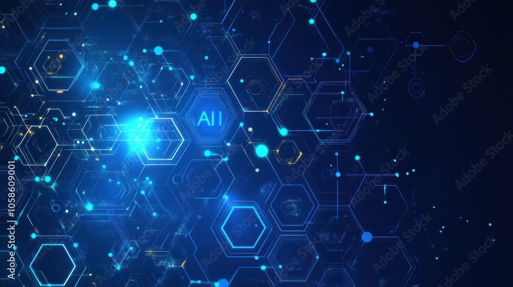 Digital Blue Background with AI Symbols. Digital Blue Background with AI Symbols.