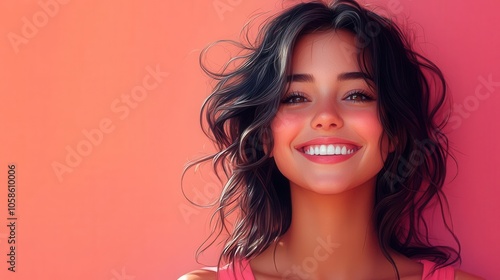 candid portrait of a happy north american girl smiling brightly, ultra-realistic and engaging, perfect for social media avatars against a simple, solid background