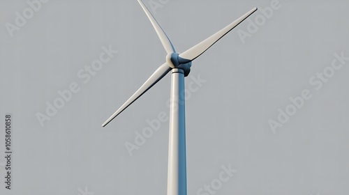  Modern wind turbine isolate on transparency background photo