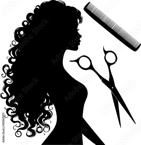 silhouette of a woman with long hair