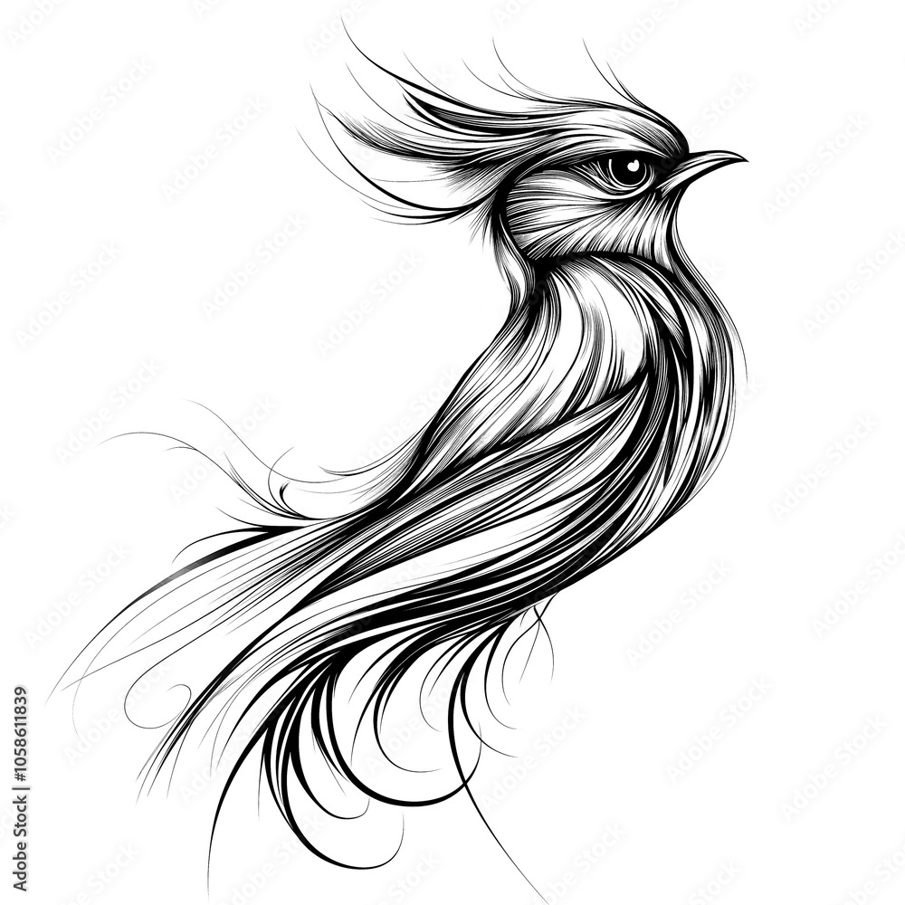 Elegant Bird Tattoo Design Sketch Elegant Bird Tattoo Design Sketch