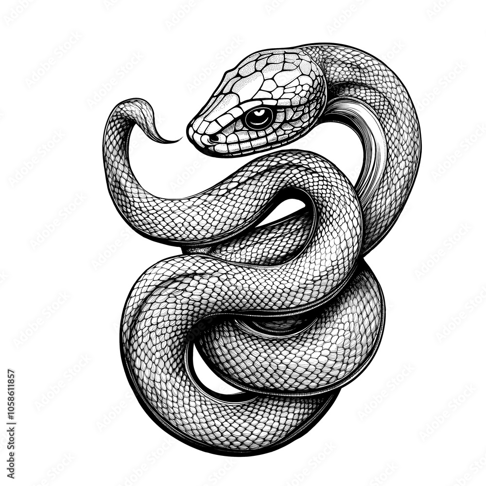 Elegant Isolated Snake Tattoo Design Elegant Isolated Snake Tattoo Design