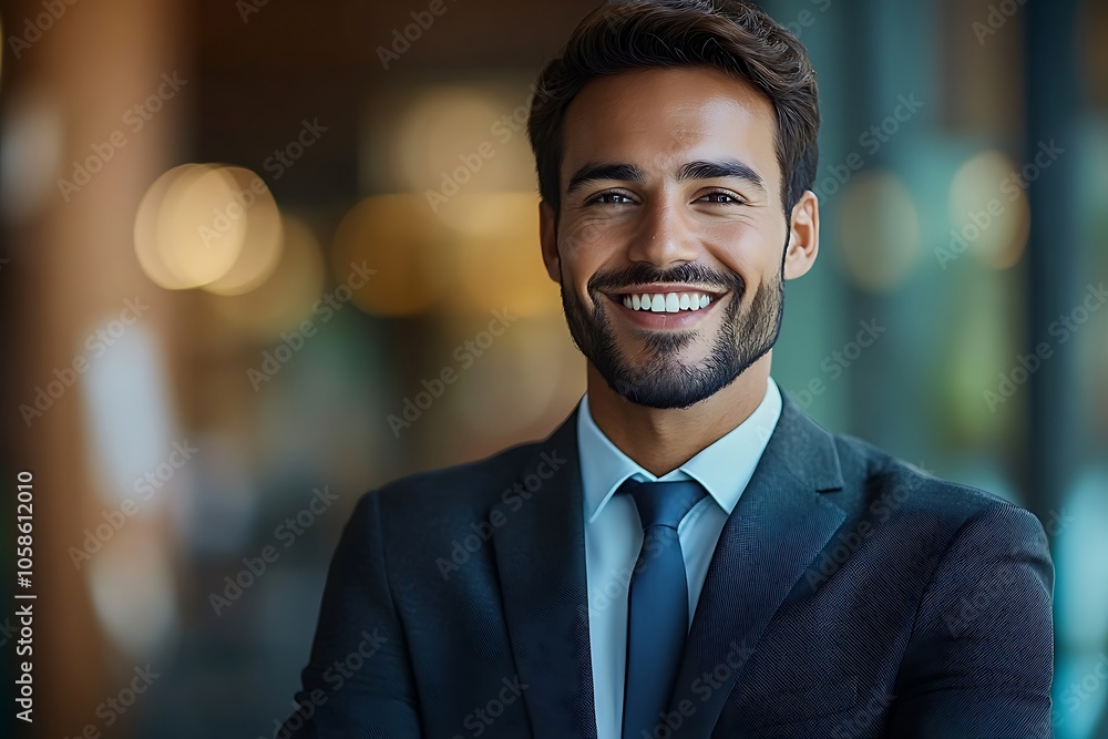 Confident Businessman in Blue Suit Smiling with White Shirt Confident Businessman in Blue Suit Smiling with White Shirt