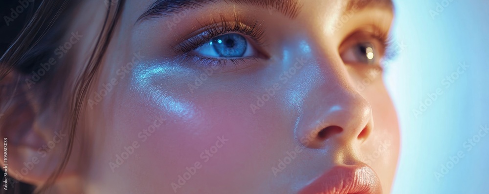 Fototapeta premium Close-up woman using skin care serum cream in daily routine, Generative AI