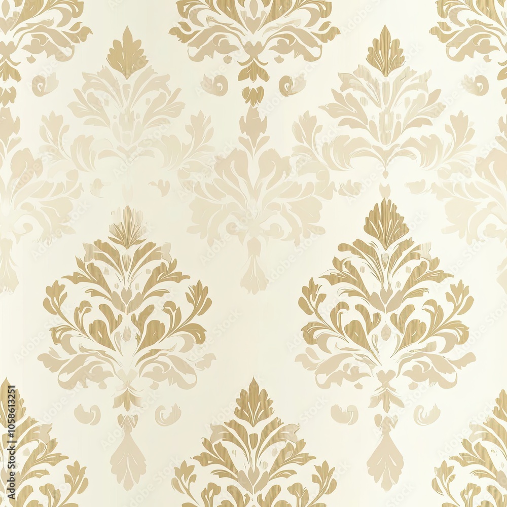 A Seamless Pattern of Intricate Golden Floral Motifs on a White Background A Seamless Pattern of Intricate Golden Floral Motifs on a White Background