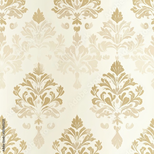 A Seamless Pattern of Intricate Golden Floral Motifs on a White Background